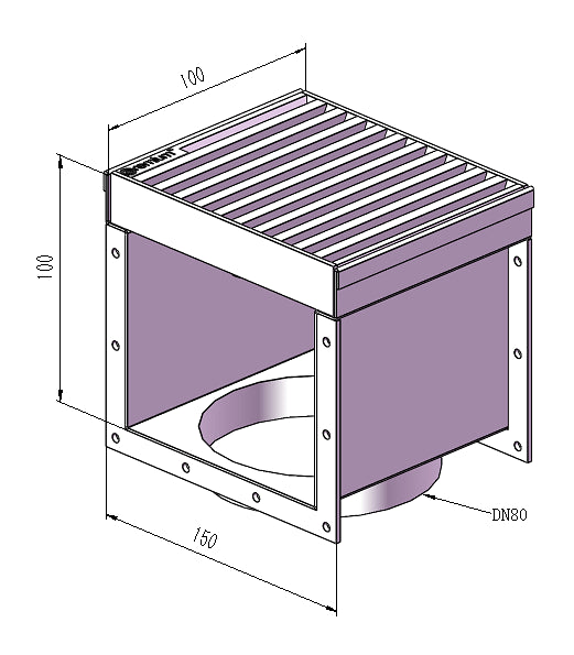 150mm Wedge Wire Heelsafe Linear Grate & Channel L100mm with Outlet CLC-100150-80SSTC